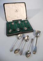 A cased set of six George V silver bean spoons