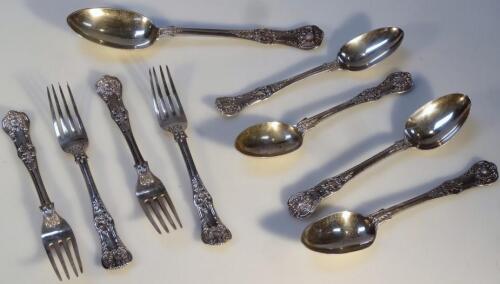 A Victorian harlequin silver part canteen of cutlery