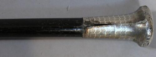 A George V silver and ebonised walking cane