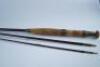 A 19thC Greenheart three piece fishing rod by Eaton & Deller of London