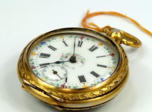 A Russian champleve and gilt metal pocket watch