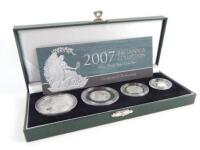 A Royal Mint 2007 Britannia collection silver proof four coin set.