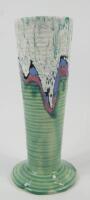 A Clarice Cliff drip glaze ribbed conical vase