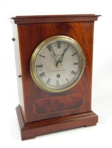 An Edwardian inlaid mahogany bracket clock