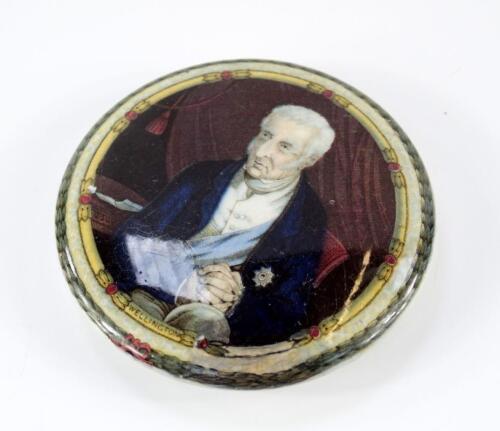 A 19thC pot lid of the Duke of Wellington (Ref No. 160A)