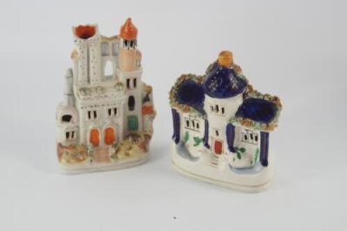 Two 19thC Staffordshire pottery pastille burners