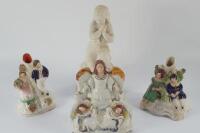 Two 19thC Staffordshire figure group spill vases