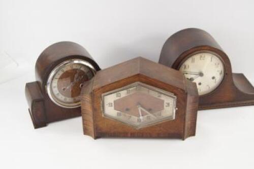 Three 1930's oak mantel clocks