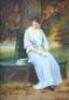 19thC British School. Lady seated in garden