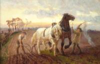 William A Waite (19th/20thC). Working horses ploughing