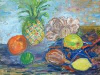 Margaret L Medcalf (20thC). Still life with fruit