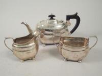 A George V silver three piece tea set