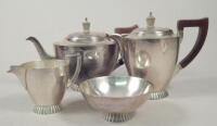 A silver four piece tea set by George Tarratt Ltd of Leicester