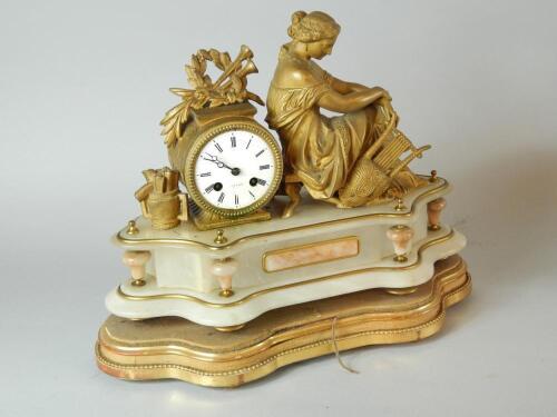 A 19thC French gilt metal mantel clock