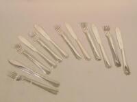 A set of six plated fish knives and forks