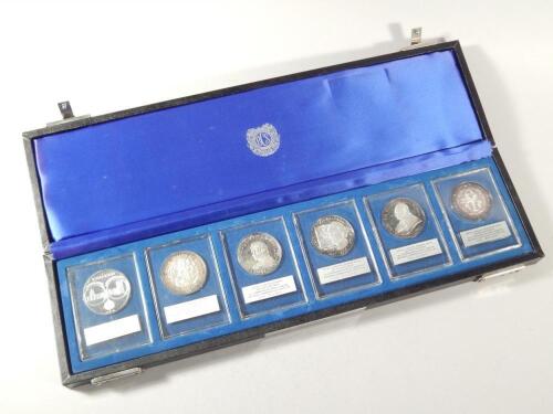 A set of six silver proof medallions