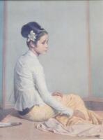 1950's School. Oriental girl seated