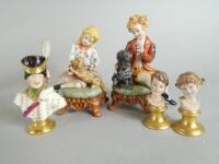 Five Capodimonte porcelain figures to include