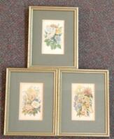 J.M. Three early 20thC floral prints