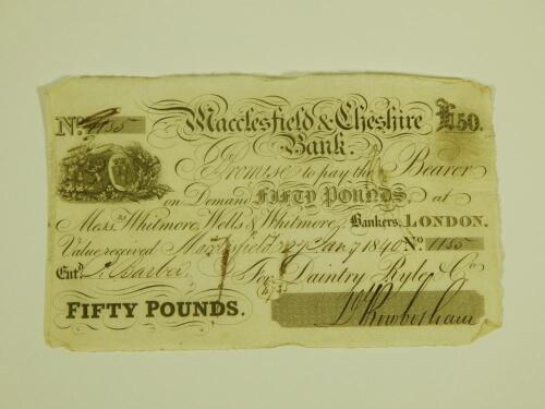 A Macclesfield and Cheshire Bank £50 note