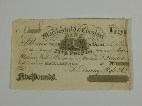 A Macclesfield and Cheshire Bank £5 note