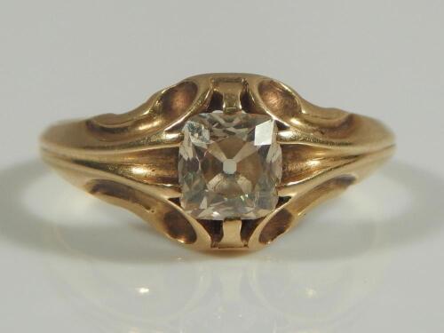 A diamond solitaire ring