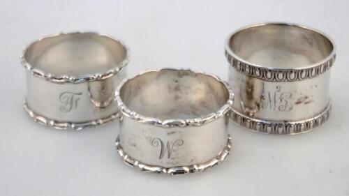 A pair of George VI silver napkin rings