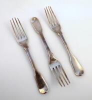A set of three silver George III forks