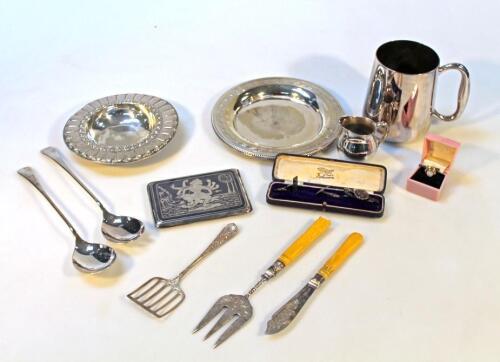 Various white metal and silver plate