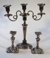 A silver plated candelabrum