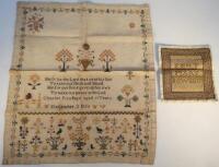 A mid-19thC pictorial and motto sampler