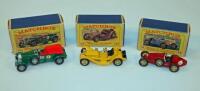 Various Matchbox die-cast models of yesteryear vehicles