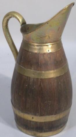 A Coopered oak and brass serving jug