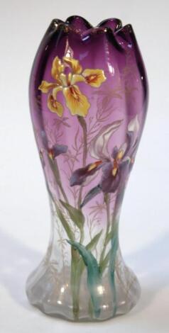 A Continental flash glass vase