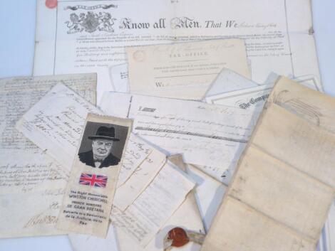 Various ephemera and indentures