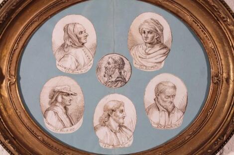 19thC School. Religious figures after the classical portraits