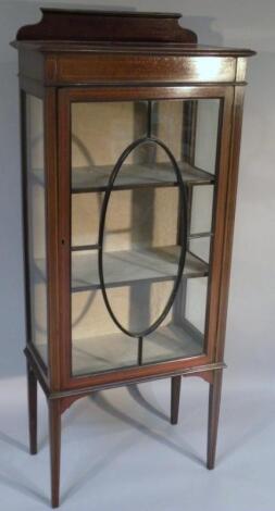 An Edwardian mahogany boxwood strung display cabinet