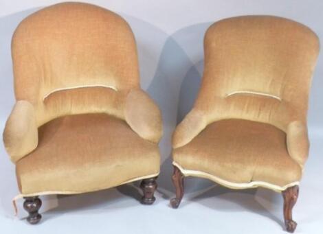 A pair of mahogany framed open arm chairs