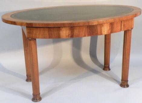 A walnut finish hall table