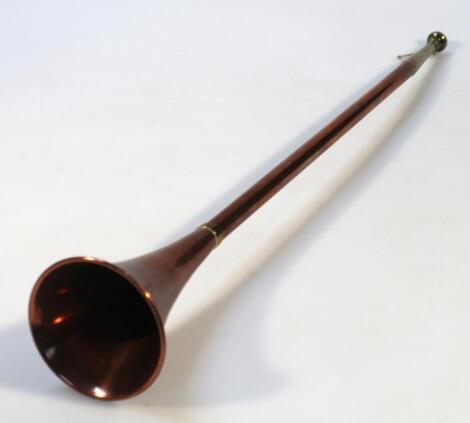 A copper and brass coaching horn