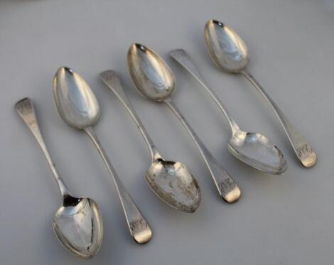 A set of six George III silver table spoons