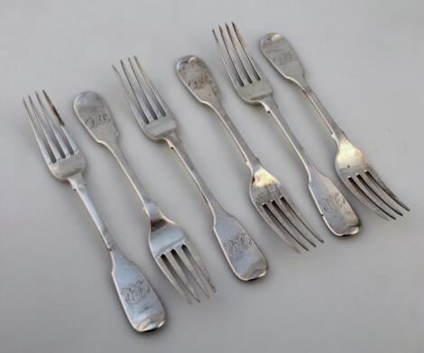 A set of six Victorian silver table forks