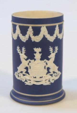 An Adams Jasperware blue and white vase