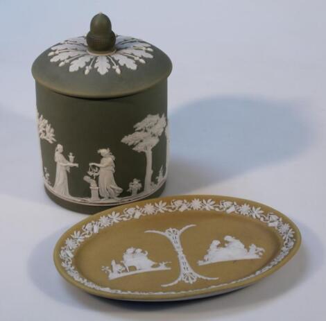 A Wedgwood yellow Jasperware dish