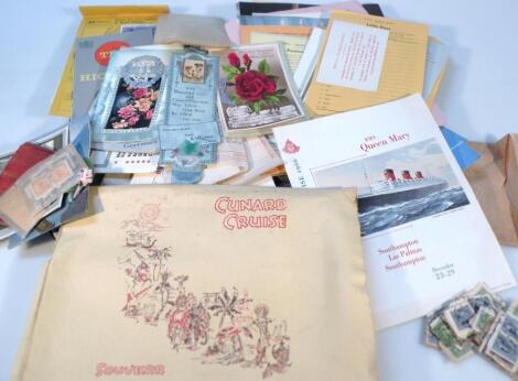 Various Cunard cruise ephemera