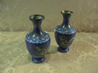 A pair of early 20thC Chinese cloissone baluster vases
