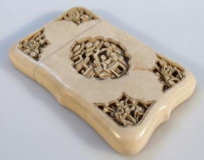 A 19thC Chinese ivory card case