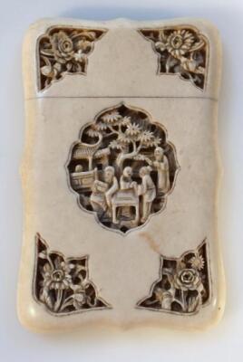 A 19thC Chinese ivory card case - 2