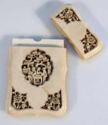 A 19thC Chinese ivory card case - 4