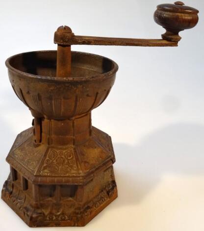 A late 19thC Christopher Dresser design cast iron coffee grinder